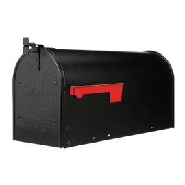 Architectural Mailboxes Admiral™ Rust-Proof Aluminum Metal Post Mounted Mail Box for Outside, Black, Large Curbside Mailbox, USPS Approved for Residential Delivery