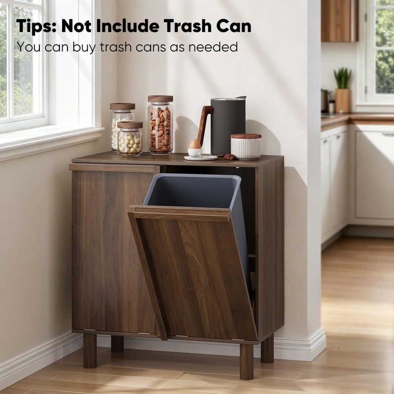 Smuxee Double Tilt Out Laundry Hamper Cabinet, Walnut Hidden Laundry