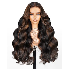 Arabella 6x5 Glueless Wigs Human Hair Pre Plucked Pre Cut 1B/30 Highlight Lace Front Wigs Human Hair Ready to Go Glueless Wig 12a Body Wave Wig Pre Bleached Tiny Knots (20inch, 5X6 1B/30 Body Wave)
