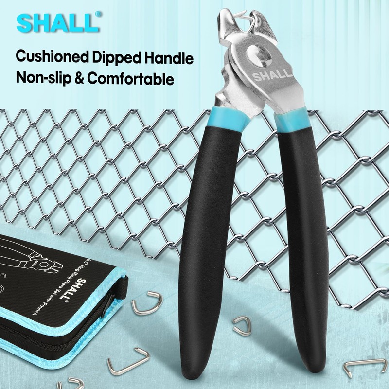 SHALL Bent Hog Ring Pliers Kit with 600pcs Galvanized Hog