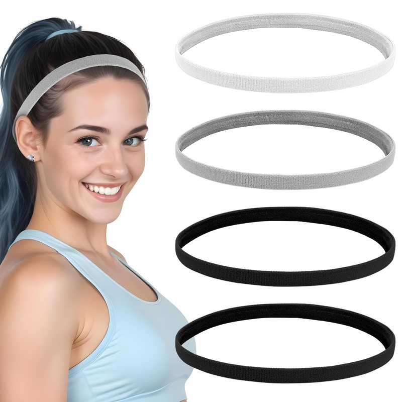 Thin Headbands for Women 4 Pcs Non Slip Elastic Sports