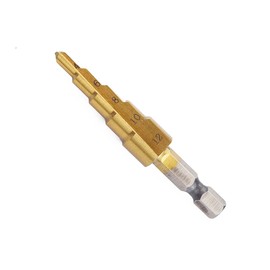 Shallho 1/4 Inch Hexagon Shank 4-12 mm Titanium Coated Spiral Grooved Step Drill Bit HSS Step Drill Bit for Plastic Wood Metal Multi-Hole Taper Drill