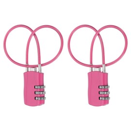 sourcing map 2 Pcs Luggage Travel Lock, 3 Digit Cable Combination Lock 30mm Width Body with 30cm Long Cable for Suitcase Bag Cabinets Small Fences Gym, Rose