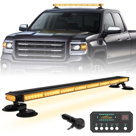 XRIDONSEN 37" 104 LED Roof Top Strobe Light Bar Amber Traffic Advisor Lights Double Side Emergency Warning Safety Flashing w/Magnetic Mount for Construction Vehicles Plow/Tow Trucks Pickup Wrecker