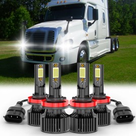CHUSYYRAY For Freightliner Cascadia 2008-2016 4X LED Headlight Hi/Lo Beam Bulbs Kit 6000K