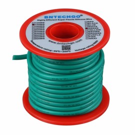 BNTECHGO 14 Gauge Silicone Wire Spool 25 ft Green Flexible 14 AWG Stranded Tinned Copper Wire