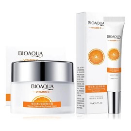 Bioaqua Set Crema Vitamina C  Contorno de Ojos Aclara e Hidrata DíaNoche Piel Normal