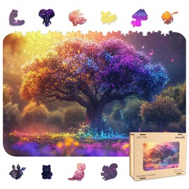 Qiuenisray Wooden Puzzles for Adults 1000pcs, Tree of Life Wooden Jigsaw Puzzles,16.1x23.4in,Royal,Unique Shape Adult Puzzles,Irregular Wood Puzzles Creative Gift for Adults and Kids Family Game