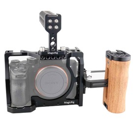 MAGICRIG A7RIII Camera Cage Kit with Top Handle Grip Wooden Side Handle HDMI Cable Clamp for Sony A7RIII /A7III /A7M3(A7R Mark III/ILCE-7RM3)