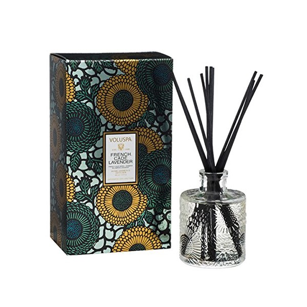 Voluspa French Cade Lavender Reed Diffuser | 3.4 Fl. Oz. | 4-6 Month Product Life | 24/7 Fragrance without the flame | Vegan