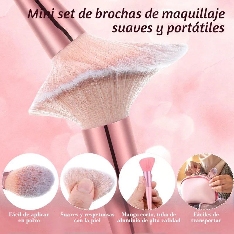 13 Piezas Brochas Maquillaje Y 3 Esponja Para Maquillaje Rosa