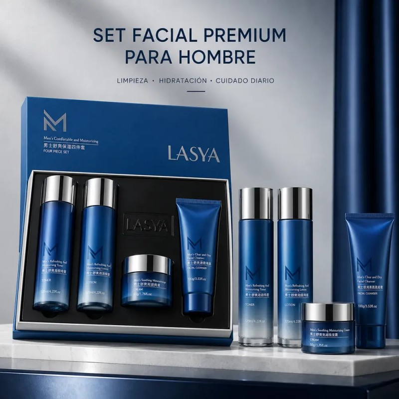 Kit Skincare Hombre Limpieza, Hidratación Facial, Antiedad