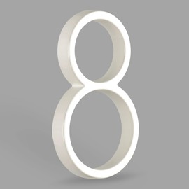 Hasware Floating House Number Sign, 12 cm, Modern Door Numbers, Signage, Plaque, Street, Home Address, Numbers (White, 8)