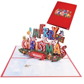 FanLyDao Pop Up Christmas Cards 3D Chirstmas Gift Cards with Envelope for Xmas (Colorful Letter)
