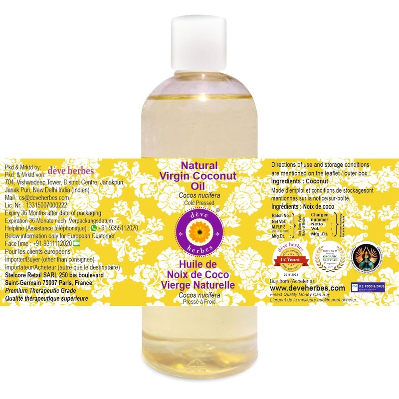 Deve Herbes Natural Virgin Coconut Oil (Cocos nucifera) Natural Therapeutic