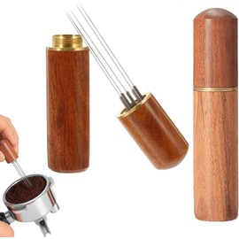 Zhenghebuy Espresso Coffee Stirrer,5 Needles Coffee Distributor,Espresso Distribution Tool with Wood Handle,Coffee Accessories for Barista(Brown)