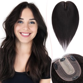 SEGO Pro Hair Toppers for Women Real Human Hair with No Bangs Human Hair Toppers for Women Toppers Hair Pieces for Women Hair Toppers for Thin Hair #1B Natural Black 10 Inch