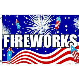 Generic FIREWORKS PATRIOTIC POLY 3' X 5' FLAG