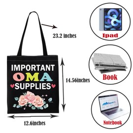 PWHAOO Oma Merchandise Important Oma Supplies Tote Bag New Oma Gifts Best Grandma Gift Mother's Day Gift, Oma Supplies Tote