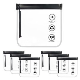 XQMMGO Pack of 6 Zip Bags Aeroplane, Hand Luggage Liquids, Flight Gadgets Travel Bag 20 x 20 cm, Holiday Must Haves, Air Travel Accessories, Waterproof and Leak-proof with Handle