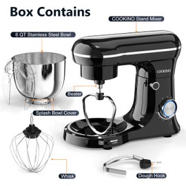 Electric Stand Mixer,10 Speeds Tilt-Head Food Mixer, 3-IN-1 Kitchen Mixer for Daily Cooks with Dishwasher-Safe 6QT Bowl,Dough Hook, Beater, Whisk (Onyx Black)