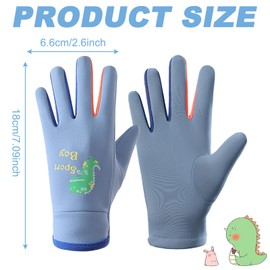 BSITSSS Winter Warm Kids Gloves, Kids Waterproof Gloves Full Finger Dinosaur Pattern Winter Gloves, Gloves Winter Kids Full Fingers Gloves, Ski Gloves for Snow Toddler Kids Boys 3-7 Years Old, Blue