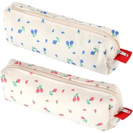 Yeanifeana 2 Piezas Estuches de lápices Escolar Simple, Estuche para Lápices con Flores, Estuche Floral para Lápices, Flores Pequeñas Papelería, Bolsa Organizadora Cosmética para Mujeres y Niñas