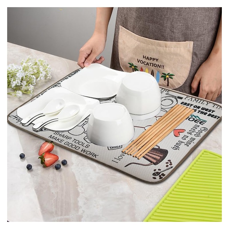 Haoh Drying Mat Kitchen Counter Microfibre Dish Drying Mat 45