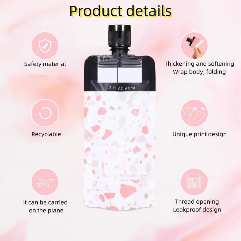 6 Pcs Travel Pouches for Liquids,Leak Proof Empty Squeeze Pouches,
