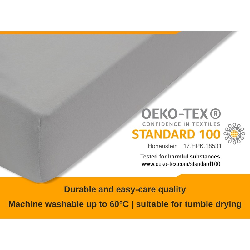 npluseins Classic Jersey Fitted Sheet - 100% Cotton 159.192, 140-160