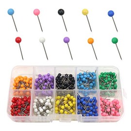 Dasunny 500 Pcs Push Pins, 1/5" Diameter Beads Head Map Tacks Push Pins with 1/2" Lenght Stainless Steel Point