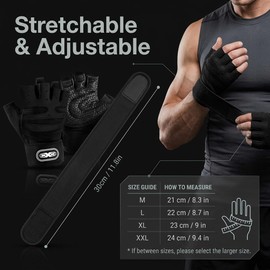 Weight Lifting Gloves with Wrist Support Full Palm Grip Black L Gym Gloves
