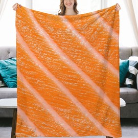 3D Funny Realistic Food Salmon Sushi Flannel Fleece Throw Blankets 50"X40" Soft Cozy Fluffy Winter Fall Blanket Cozy Soft Fuzzy Plush Home Decor for Couch Bed Sofa Living Room Bedroom