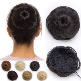 Hair Bun Updo Ponytail Hair Extensions -Dark Brown- Scrunchy Scrunchie Hair Ribbon Donut Chignons Up Do