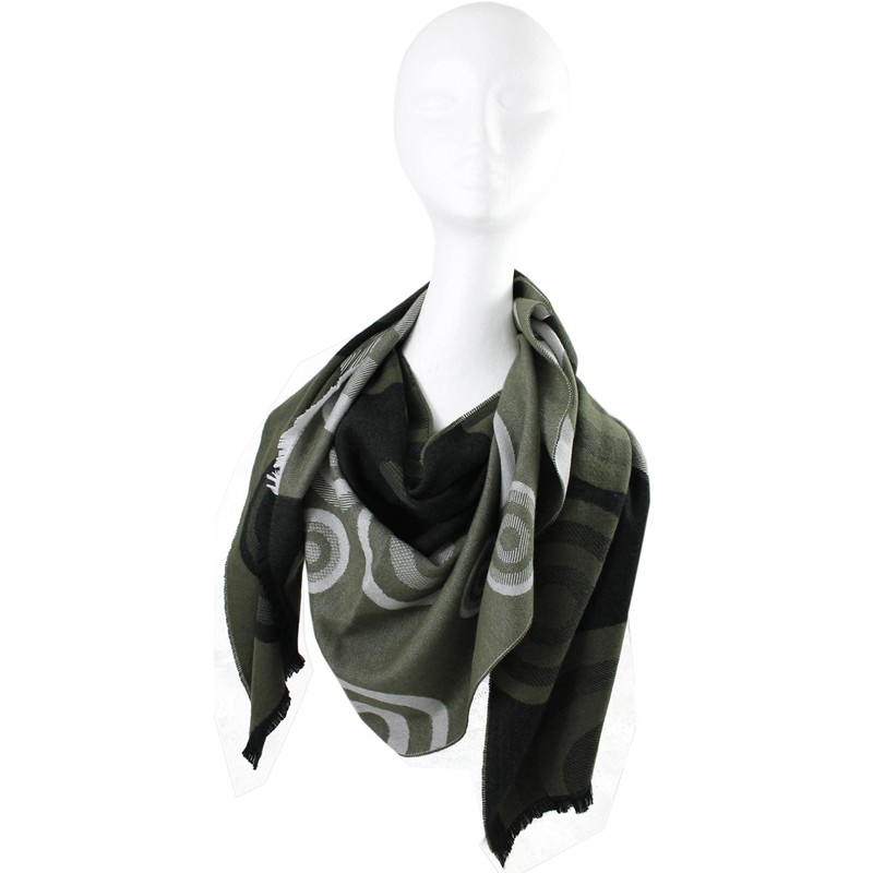 Rotfuchs® Woven Scarf Two-Tone & Graphic Look Green Black Fashionable