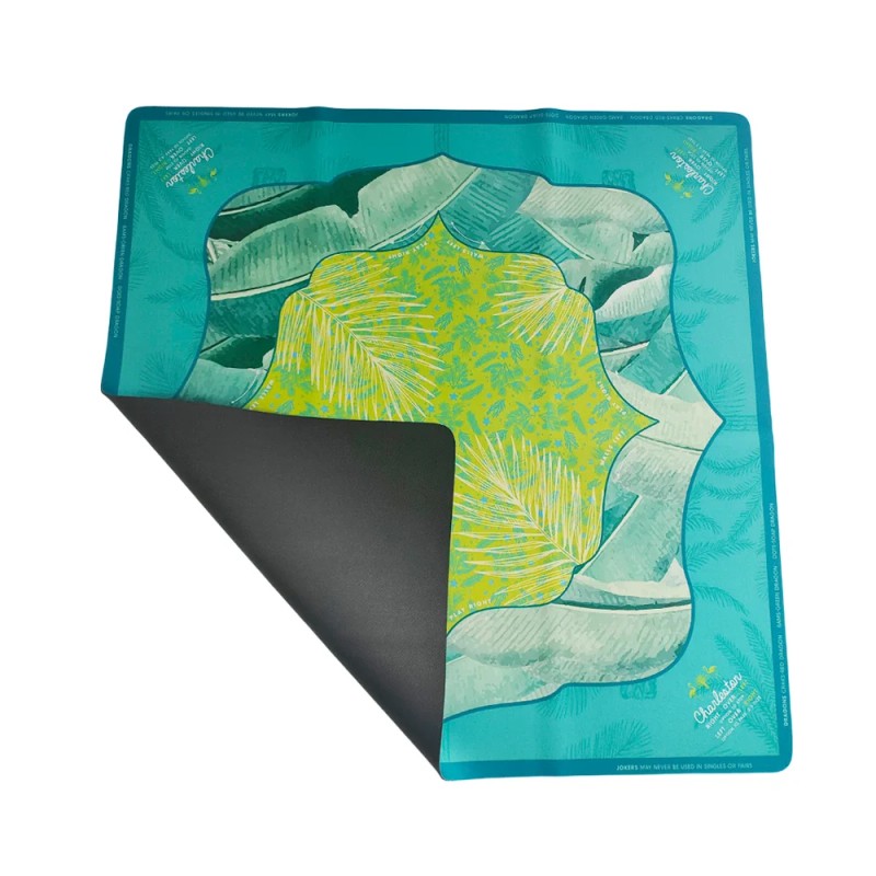 Aesthetic Watercolor Mahjong Mat, Durable & Easy Clean Blue-Green Game