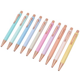 SIPLIV 10 Pcs Click Ball Pens Metal Pen Clip Retractable Pen Glitter Ballpoint Pens with Blue Ink Office Supplies Gift Pens - Rose Gold, Macaron Color