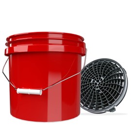 detailmate Car Wash Set: Wash Bucket Red 3.5 Gallon (12 L) with Detail Guardz Dirt Lock Wash Bucket Insert Black for Scratch-Free Hand Wash