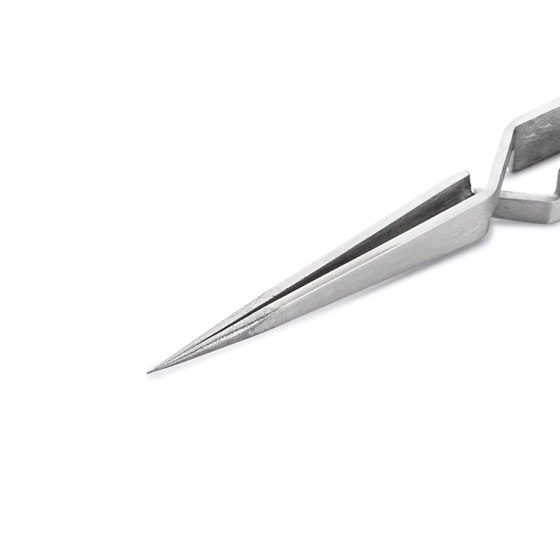 Huron Tweezers, Cross-Lock Straight Fine Point, 4.5"