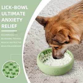 Dog Lick Bowl, Bestalk Anxiety Relief Lick Mat for Dogs, Non-Slip Freeze Licking Bowl Enrichment Puzzle Feeder for Distraction, BPA Free Silicone, Dishwasher Safe (Green,L)