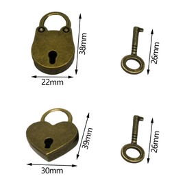 Pamtns Pack of 4 Suitcase Lock with Key Padlock Antique Mini Padlock with Bear Shape Heart Shape Lock Vintage Antique Lock Metal Lock for Suitcase Drawer Diaries Cabinets