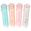 RosewineC 4 Pcs Cat Paw Shaped Retractable Erasers, 4 Color