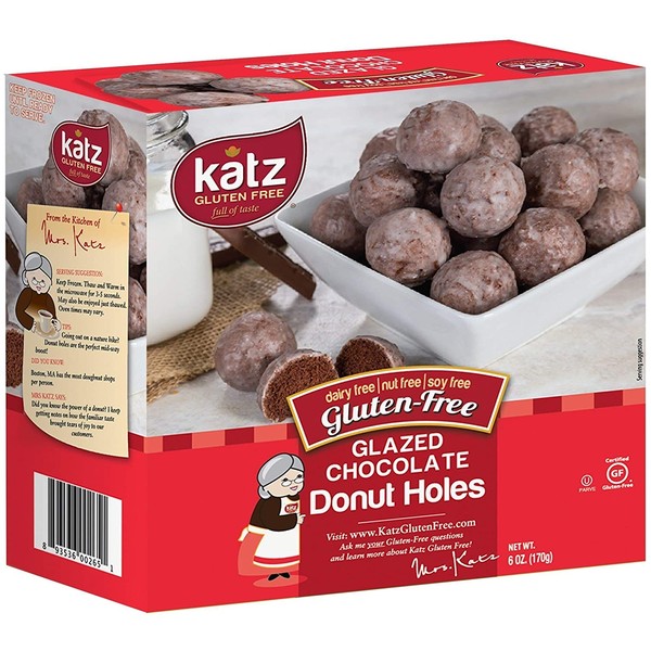 Katz Gluten Free Glazed Chocolate Donut Holes | Dairy Free, Nut Free, Soy Free, Gluten Free | Kosher (6 Packs, 6 Ounce Each)