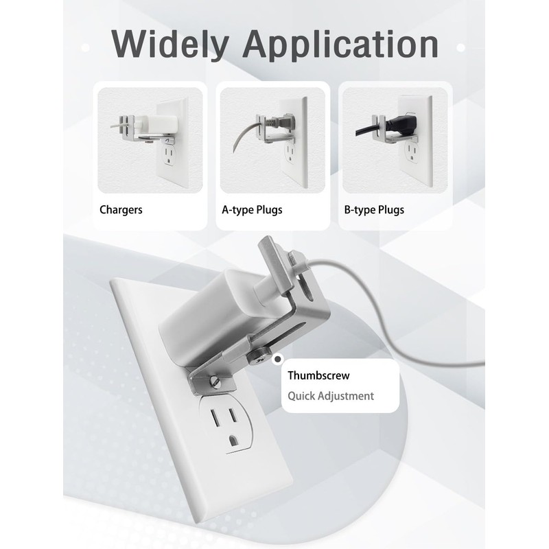 Charger Lock to Outlet, ILIVABLE Adjustable Metal Outlet Lock, Firmly