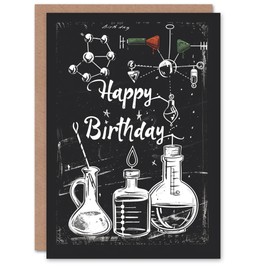 Artery8 Birthday Card Chemistry Set Scientist Chalkboard Geek For Him Man Male Dad Brother Son Papa Grandad Greeting Card