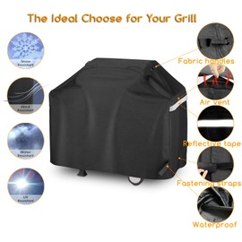 Utheer 55 Inch 3 to 4 Burners Gas Grill Cover for Dyna-Glo DGF350CSP-D DGC310CNP-D  DGB390SNP-D 700-0745A 720-0954, BBQ Cover for Collapsed Side Tables Weber Char-broil Nexgrill Brinkmann