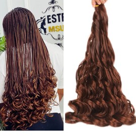 Leticia Chestnut Brown French Curl Braiding Hair,Bouncy Braiding Hair French Curls for Braids