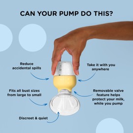 Foodie Boob Manual, extractor de leche manos libres con válvula personalizada a prueba de derrames, esenciales posparto, fácil de limpiar, bomba portátil para lactancia, 4 onzas