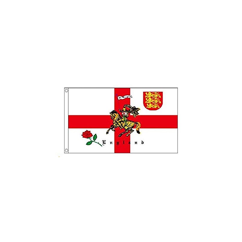 England Rose and Lion Charger St George 5'x3' Flag