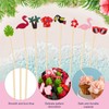 120 PCS Cocktail Picks Bamboo Toothpicks Pineapple Flamingo Beach Cactus
